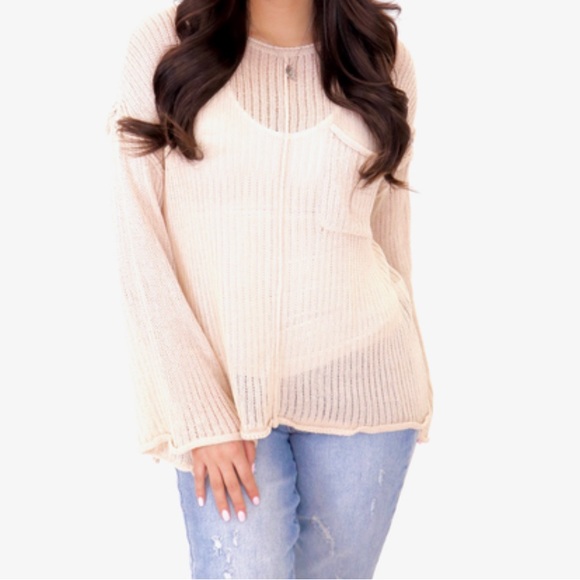 *boutique* Petal Dew distressed beige sweater 2X - Picture 2 of 9